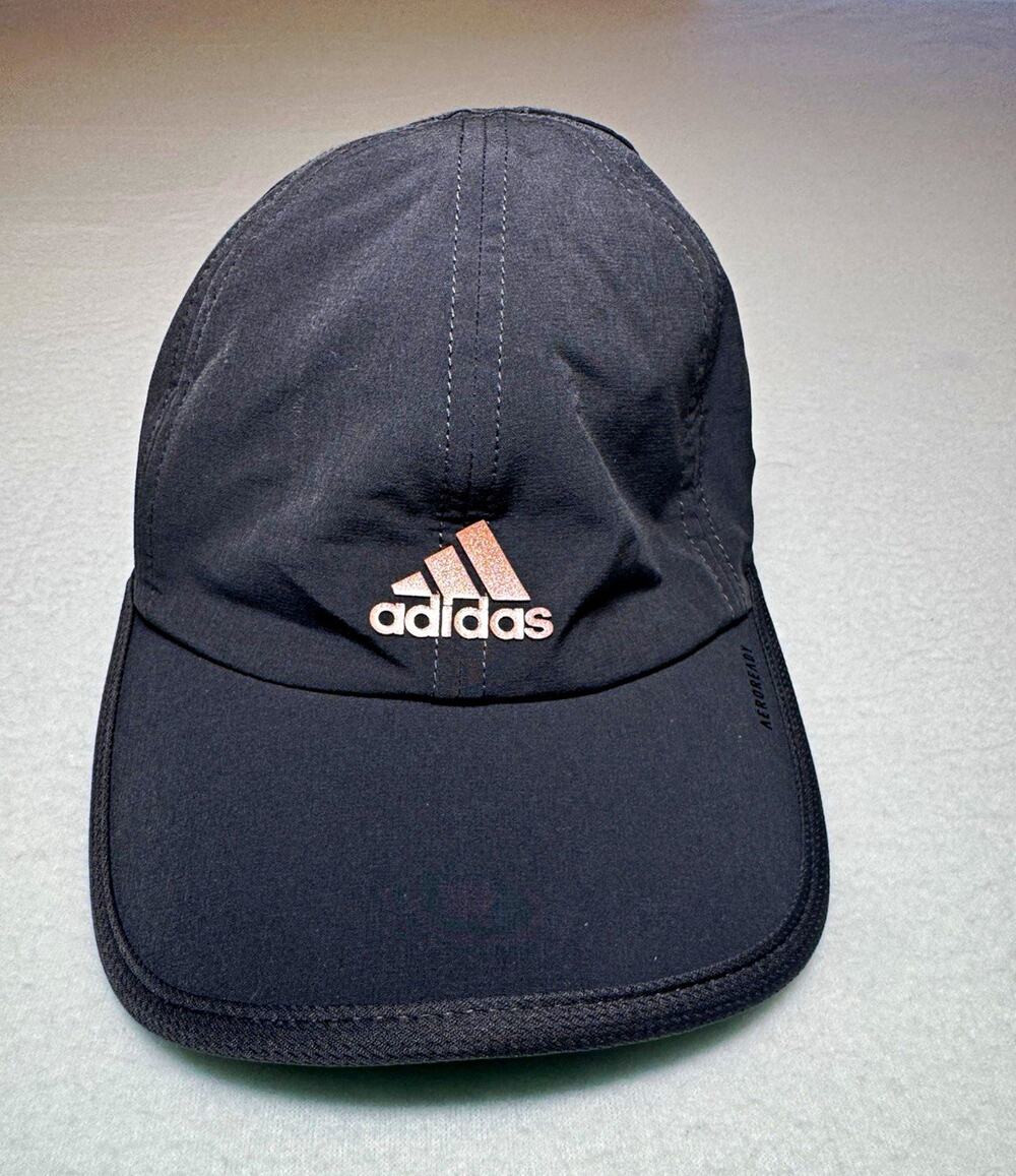 adidas Gray Hat Adjustable Lightweight Breathable with Pink Sparkle Logo